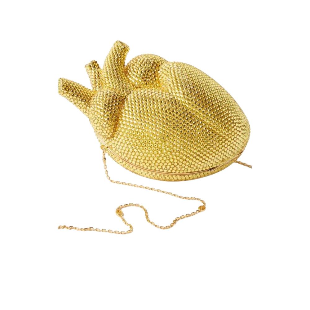 Gucci - Gold Broadway Heart Crystal-Embellished Clutch Bag - Picture 4 of 9